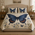 Blue Butterfly Floral Quilt Set