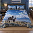 Blue Horizon Horses Horse Open Landscape Quilt Set