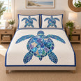 Blue Sea Turtle Coastal Quilt Set