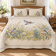Bluebird Meadow Arch Quilt Set, Spring Floral Bedding and Bird Lover Gift