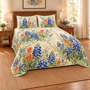 Bluebonnet floral quilt set, left angle