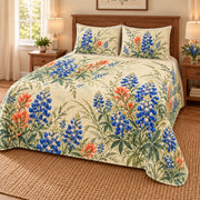 Bluebonnet floral quilt set, right angle