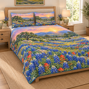 Bluebonnet Meadow Quilt Set – left angle
