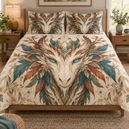 Boho Feather Dragon Fantasy Quilt Set