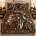 Boho Horse Feather Western Quilt Set