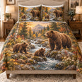 Brown Bear Family River Quilt Set