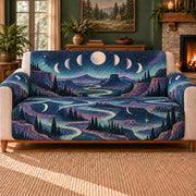 Canyon Moon Meander sofa cover on a beige sofa