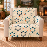 Carbon Ring Geometry sofa cover on a beige armchair