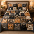 Cat Portrait Patchwork Quilt Set