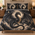 Celestial Black Dragon Moon Quilt Set