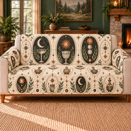 Celestial Glass Ovals Sofa Cover, Dark Academia Decor, Gift for Fantasy Readers