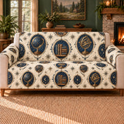 Celestial Globe Cameos sofa cover on a beige sofa