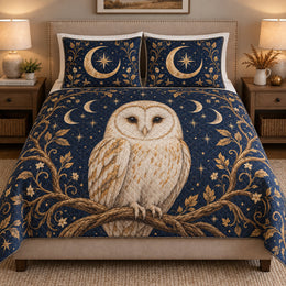 Celestial Owl Moon Stars Quilt Set