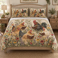 Chicken Reading Books Floral Quilt Set