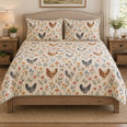 Chicken Wildflower Mushroom Farmhouse Quilt Set