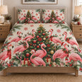 Christmas Flamingo Tropical Holiday Quilt Set