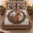 Christmas Horse Wreath Holiday Quilt Set