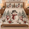 Christmas Snowman Family Forest Quilt Set