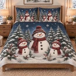 Christmas Snowman Family Winter Quilt Set