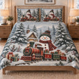 Christmas Snowman Train Winter Quilt Set
