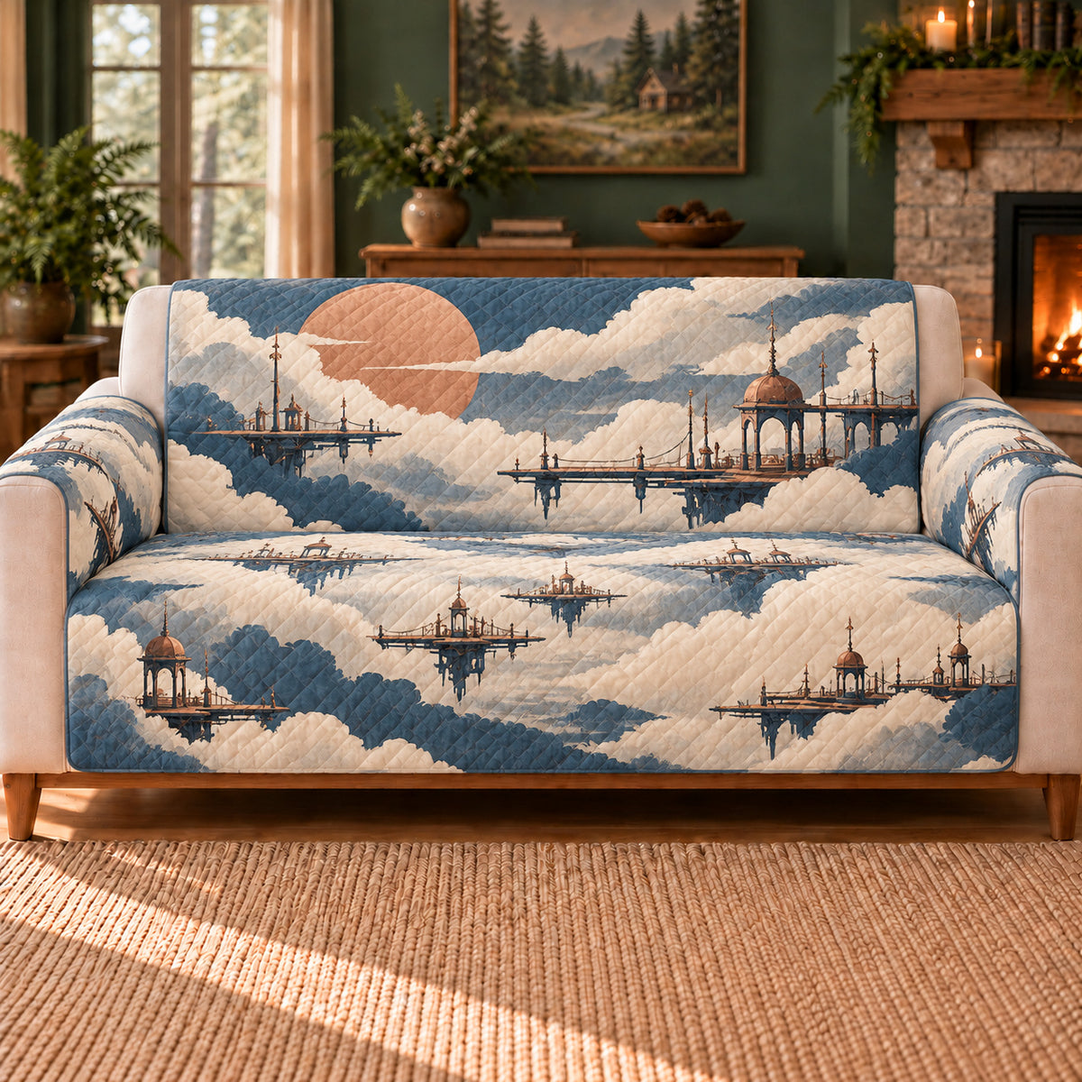 Cloud Port Bands sofa cover on a beige sofa