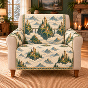 Cloud Tower Frieze sofa cover on a beige armchair
