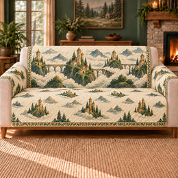 Cloud Tower Frieze Sofa Cover, Folklore Decor, Gift for Fantasy Readers