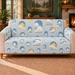 Cloud Window Repeat Sofa Cover, Weather Decor, Gift for Weather Enthusiasts