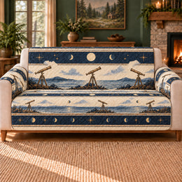Coastal Telescope Bands Sofa Cover, Astronomy Decor, Gift for Astronomers