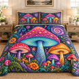 Colorful Mushroom Garden Quilt Set, Gift for Mushroom Lovers