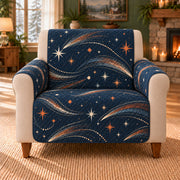 Comet Tail Meander sofa cover on a beige armchair
