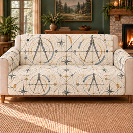 Compass Curve Lattice Sofa Cover, Science Decor, Gift for STEM Enthusiasts