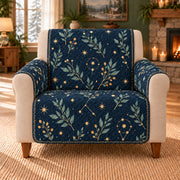 Constellation Sprig Toss sofa cover on a beige armchair