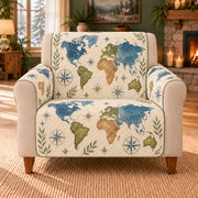 Continent Silhouette Scatter sofa cover on a beige armchair