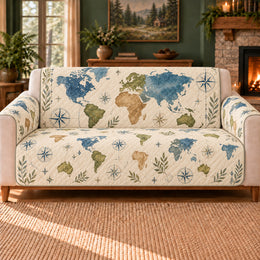 Continent Silhouette Scatter Sofa Cover, Map Decor, Gift for Geography Lovers