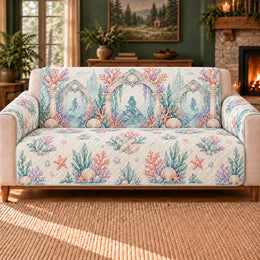 Coral Palace Arches Sofa Cover, Sea Fantasy Decor, Gift for Mermaid Lovers