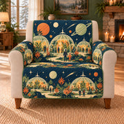 Cosmic Greenhouse Row sofa cover on a beige armchair