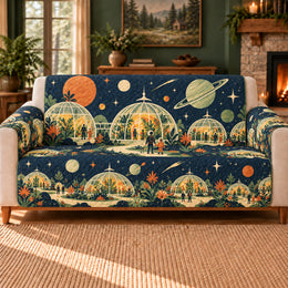 Cosmic Greenhouse Row Sofa Cover, Space Decor, Gift for Sci-Fi Fans