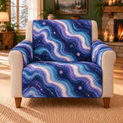 Cosmic Marbled Channels sofa cover on a beige armchair