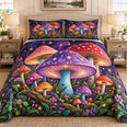 Cosmic Mushroom Quilt Set, Fantasy Bedding Gift for Mushroom Lovers