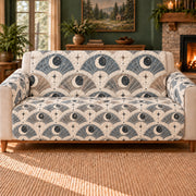 Crescent Fan Tiles sofa cover on a beige sofa