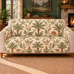 Cycad Dino Trellis Sofa Cover, Prehistoric Decor, Gift for Dinosaur Lovers