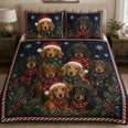 Dachshund Christmas Puppy Gathering Quilt Set