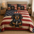 Patriotic Dachshund American Flag Quilt Set