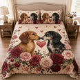 Dachshund Valentine Roses Quilt Set