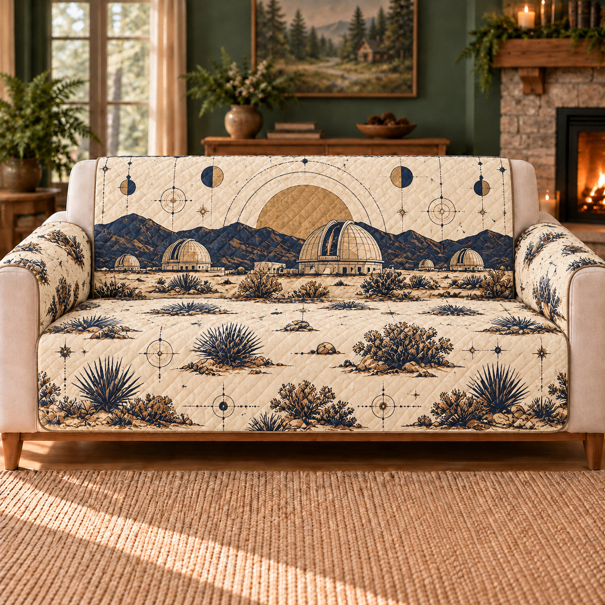 Desert Dome Frieze sofa cover on a beige sofa