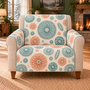 Diatom Rosette Toss sofa cover on a beige armchair