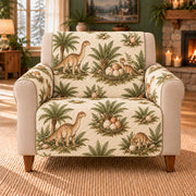 Dinosaur Nest Scatter sofa cover on a beige armchair