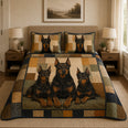 Black and Tan Doberman Patchwork Quilt Set