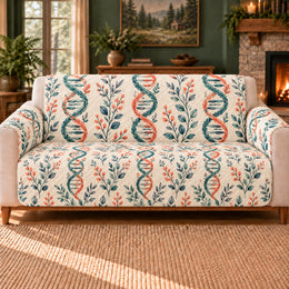 Double Helix Leaf Repeat Sofa Cover, Biology Decor, Gift for Biology Lovers